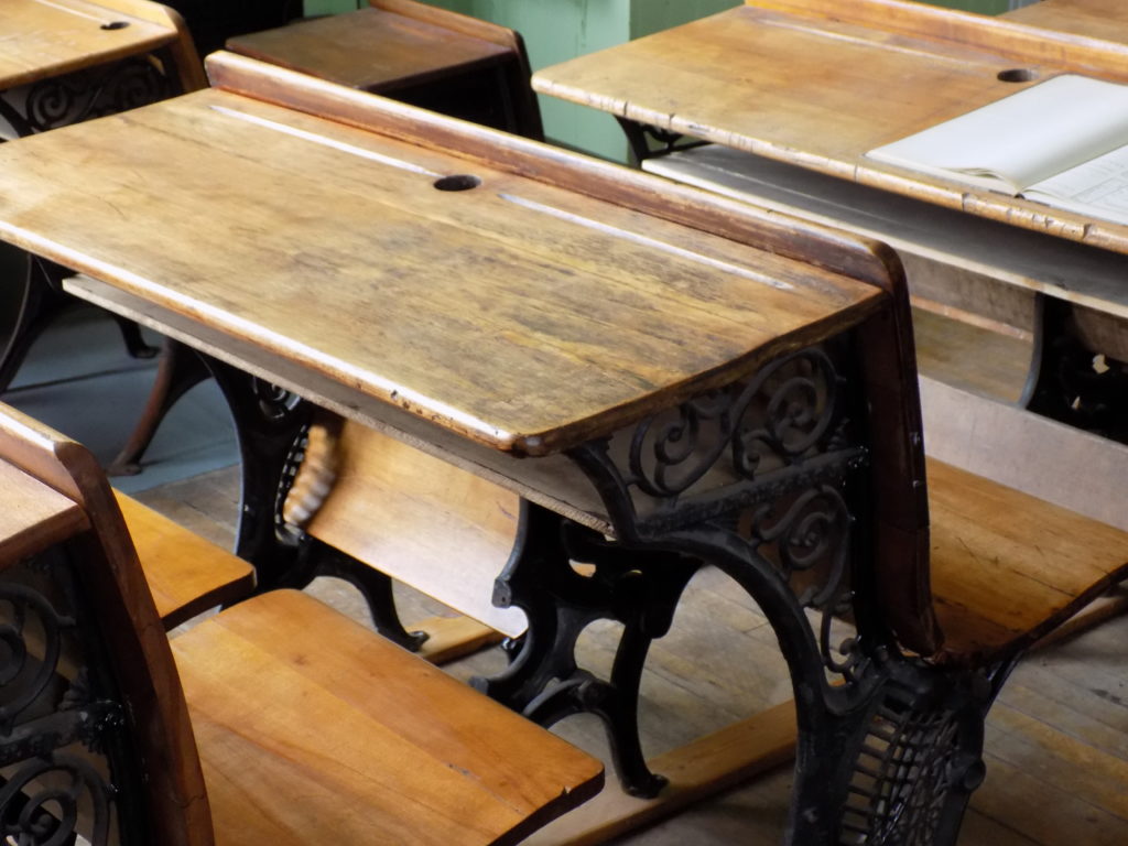 old time school desk